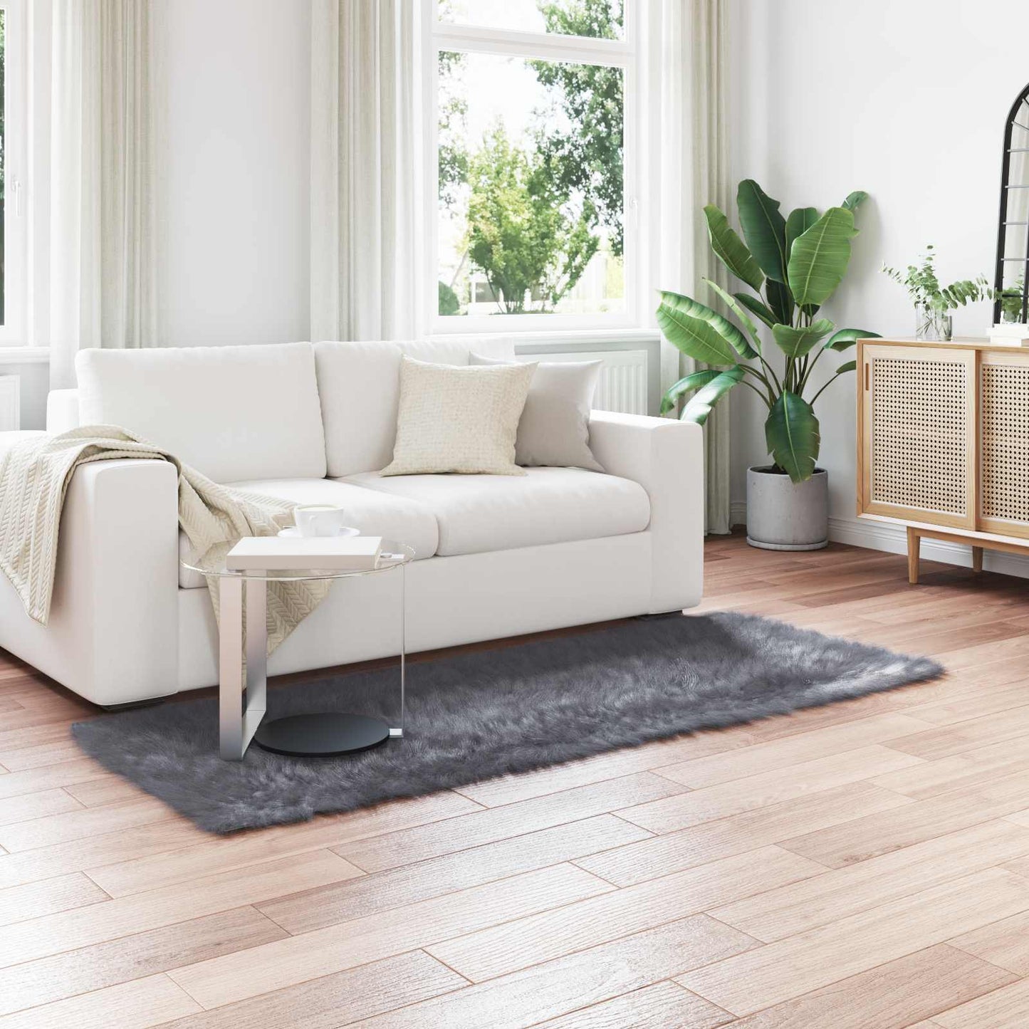 Műbáránybőr szőnyeg TAFALLA Antracitszürke 80 x 200 cm