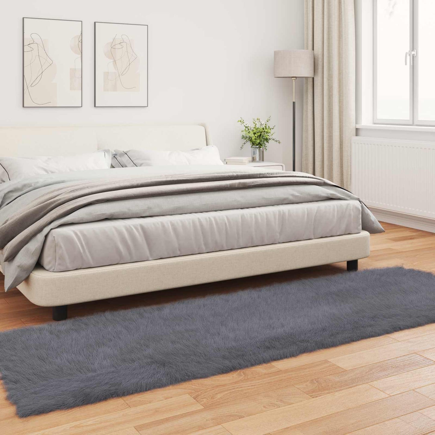 Műbáránybőr szőnyeg TAFALLA Antracitszürke 80 x 250 cm