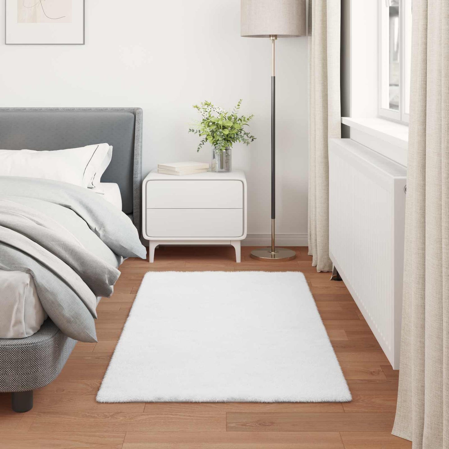 Csúszásgátlós műnyúl szőnyeg OLITE Fehér 60 x 110 cm Poliészter