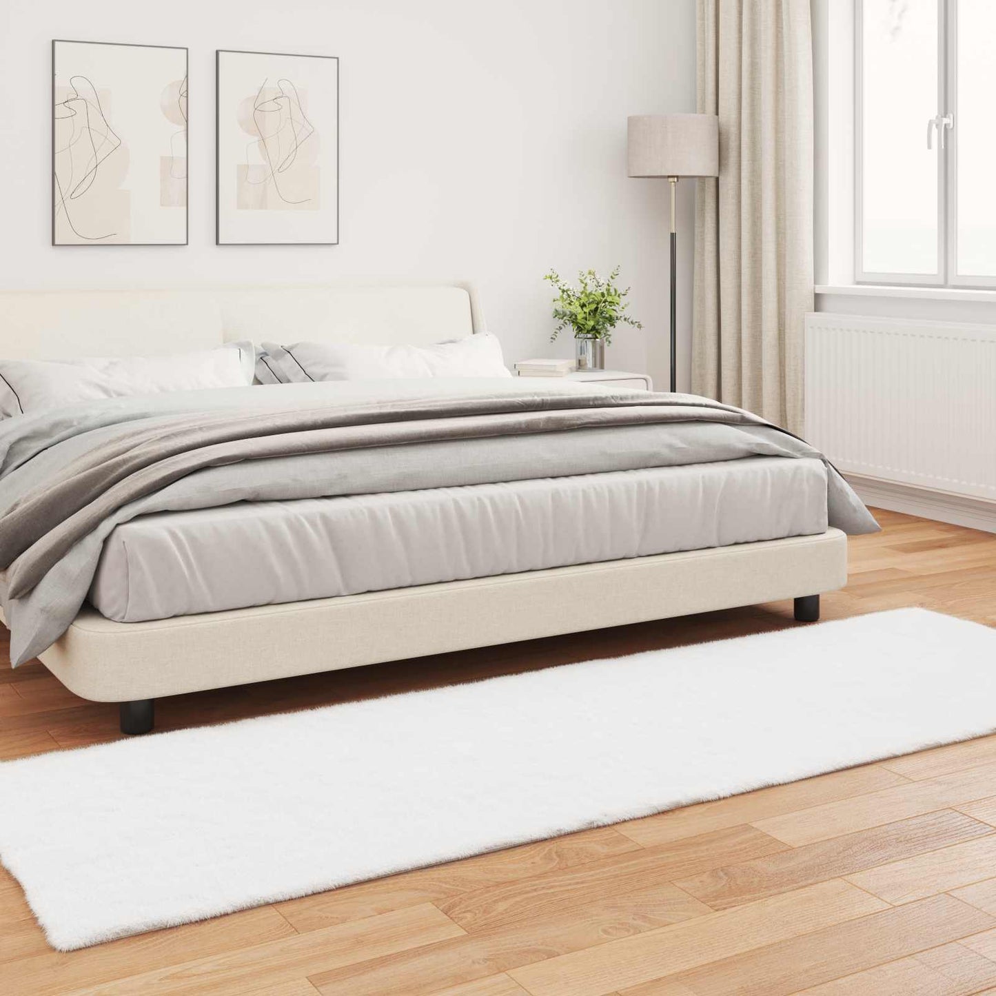 Csúszásgátlós műnyúl szőnyeg OLITE Fehér 80 x 250 cm Poliészter