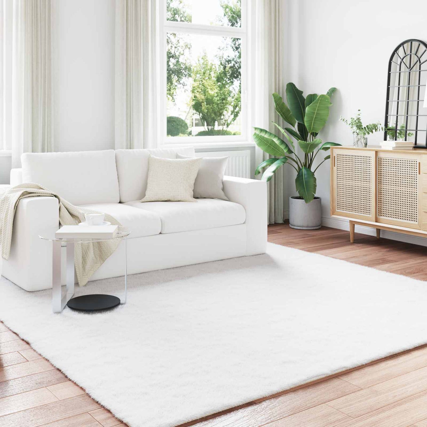 Csúszásgátlós műnyúl szőnyeg OLITE Fehér 200 x 200 cm