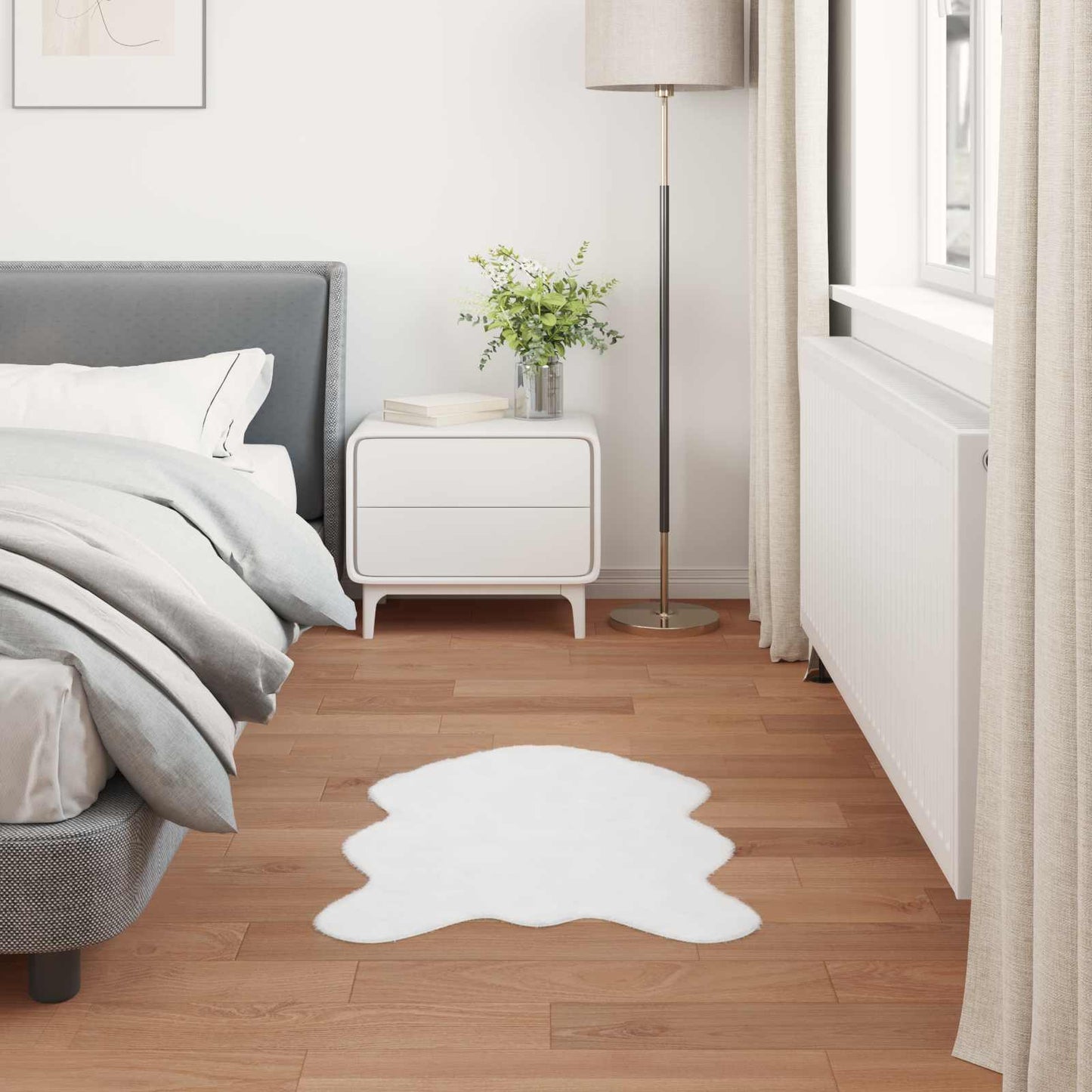 Csúszásgátlós műnyúl szőnyeg OLITE Fehér 60 x 90 cm Poliészter