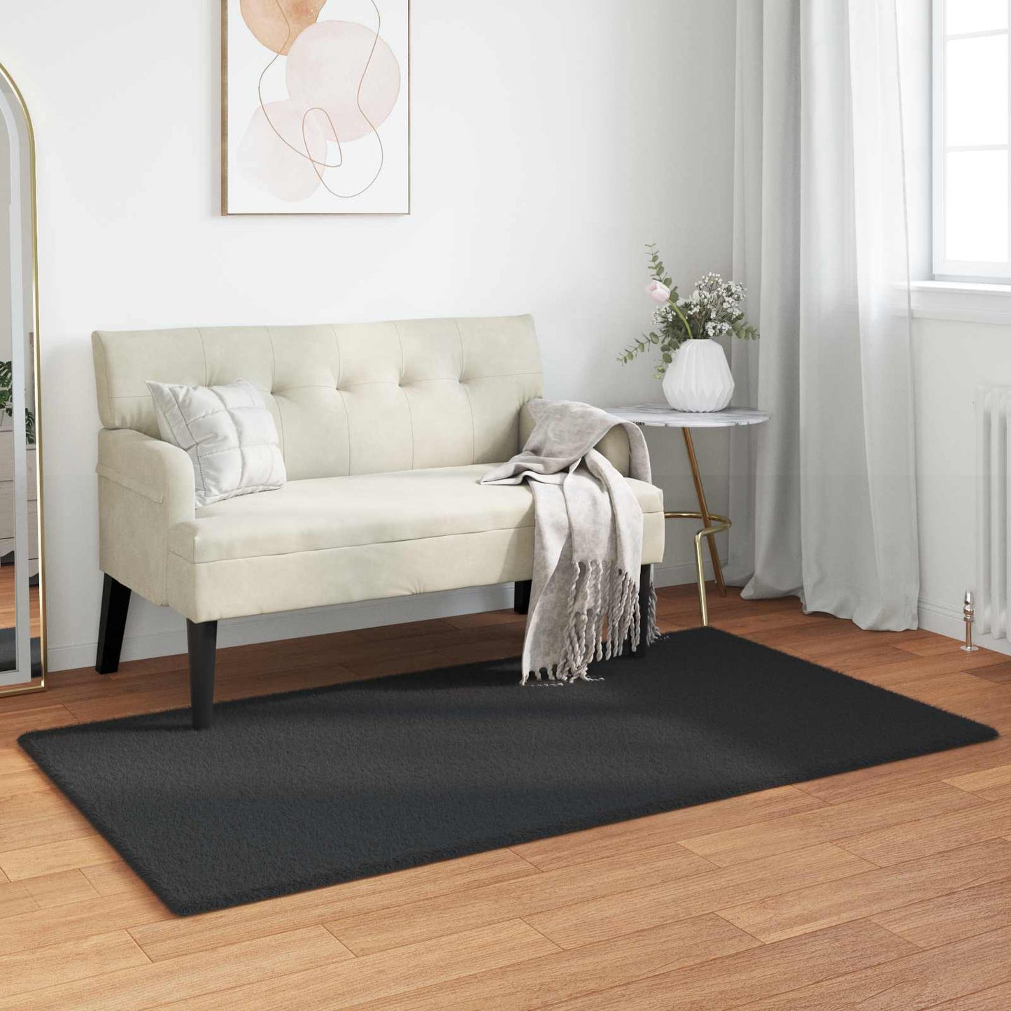 Csúszásgátlós műnyúl szőnyeg OLITE Fekete 60 x 110 cm
