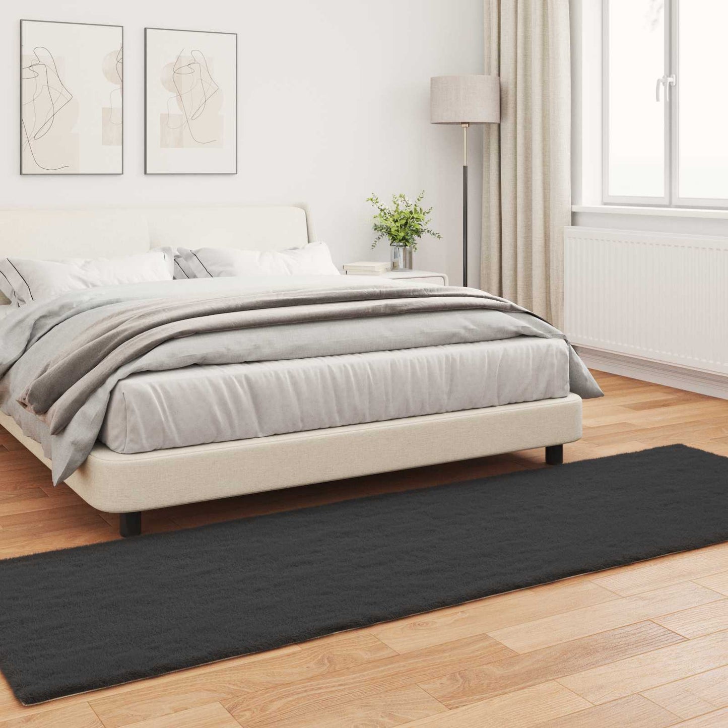 Csúszásgátlós műnyúl szőnyeg OLITE Fekete 80 x 250 cm
