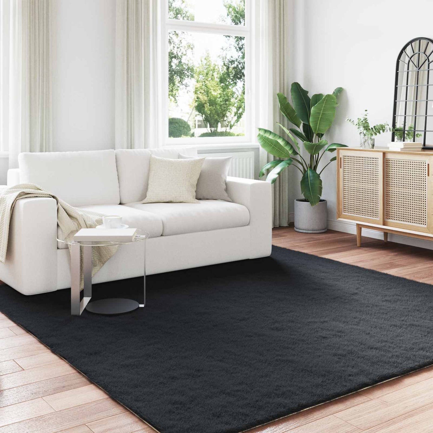 Csúszásgátlós műnyúl szőnyeg OLITE Fekete 200 x 200 cm