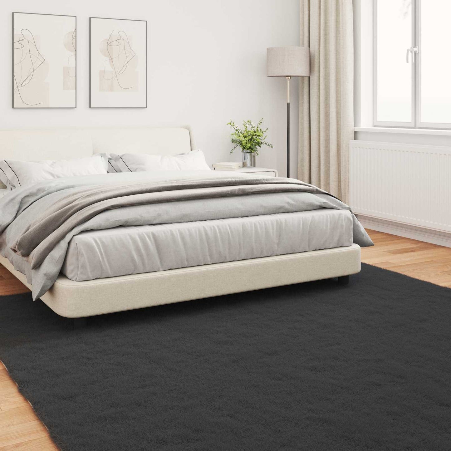 Csúszásgátlós műnyúl szőnyeg OLITE Fekete 200 x 200 cm