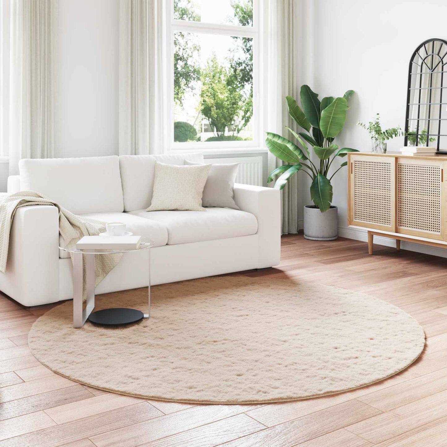 Csúszásgátlós műnyúl szőnyeg OLITE Tópszínű Ø 200 cm Poliészter