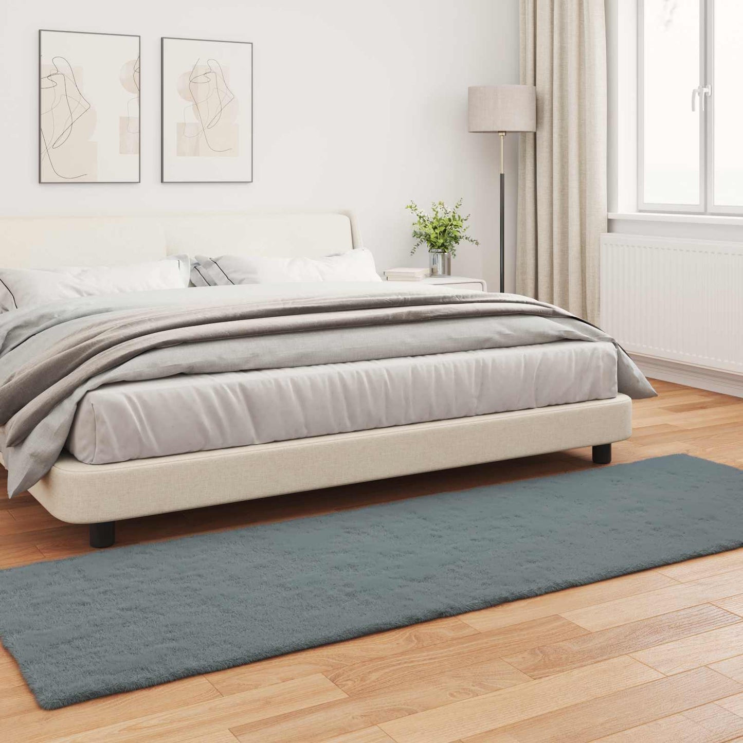 Csúszásgátlós műnyúl szőnyeg OLITE Antracitszürke 80 x 250 cm