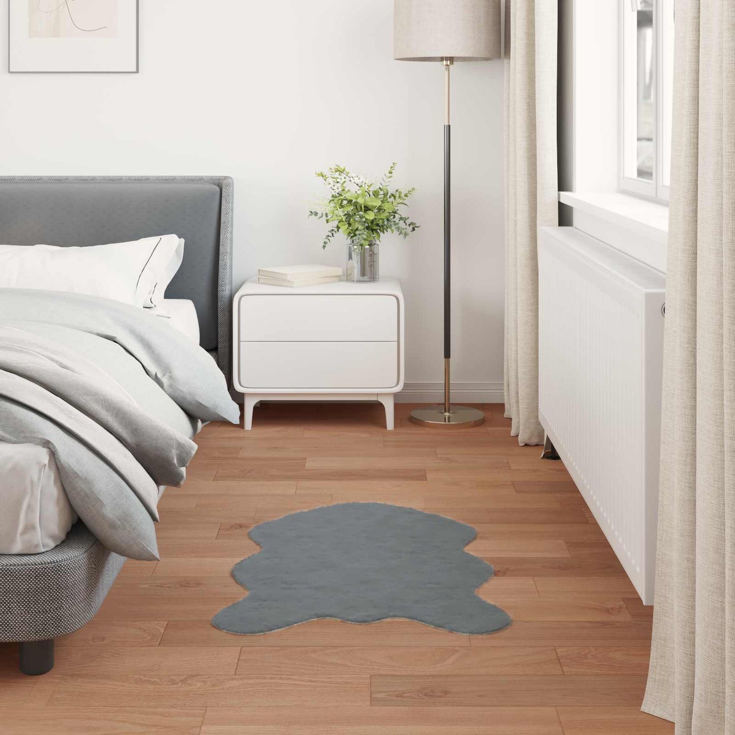 Csúszásgátlós műnyúl szőnyeg OLITE Antracitszürke 50 x 80 cm