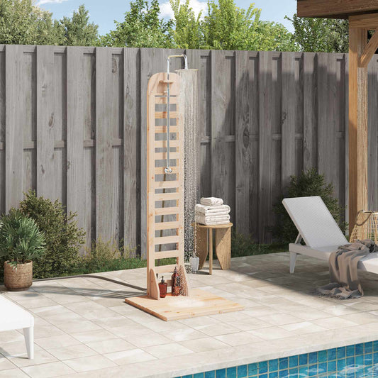 Kültéri zuhany 223 cm Tömör fenyőfa és rozsdamentes acél