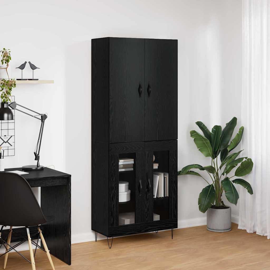 Magasfiú 2 pcs Fekete tölgy RÉtegelt fa és üveg