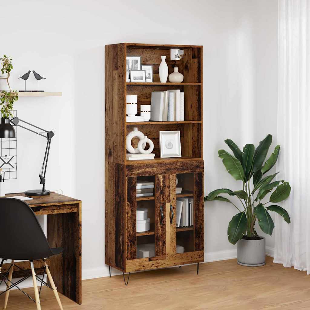 Magasfiú 2 pcs Öreg fa 69,5 x 34 x 180 cm Szerelt fa és Üveg
