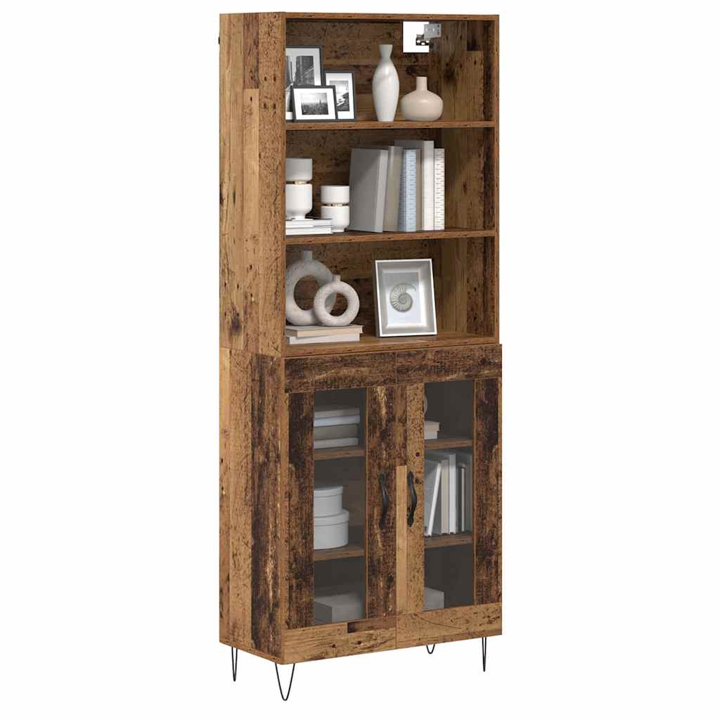 Magasfiú 2 pcs Öreg fa 69,5 x 34 x 180 cm Szerelt fa és Üveg