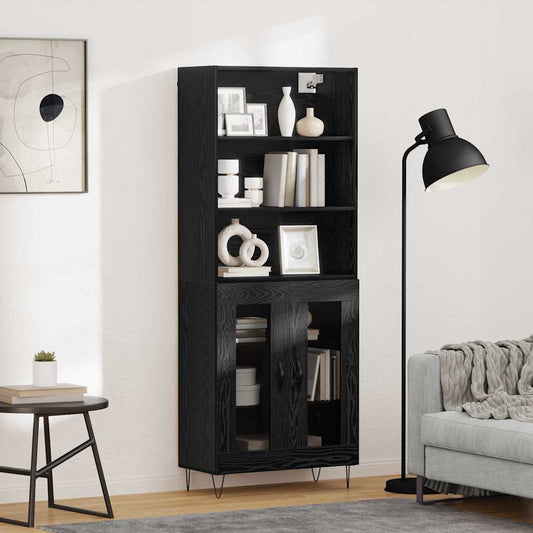 Magasfiú 2 pcs Fekete tölgy Faanyag