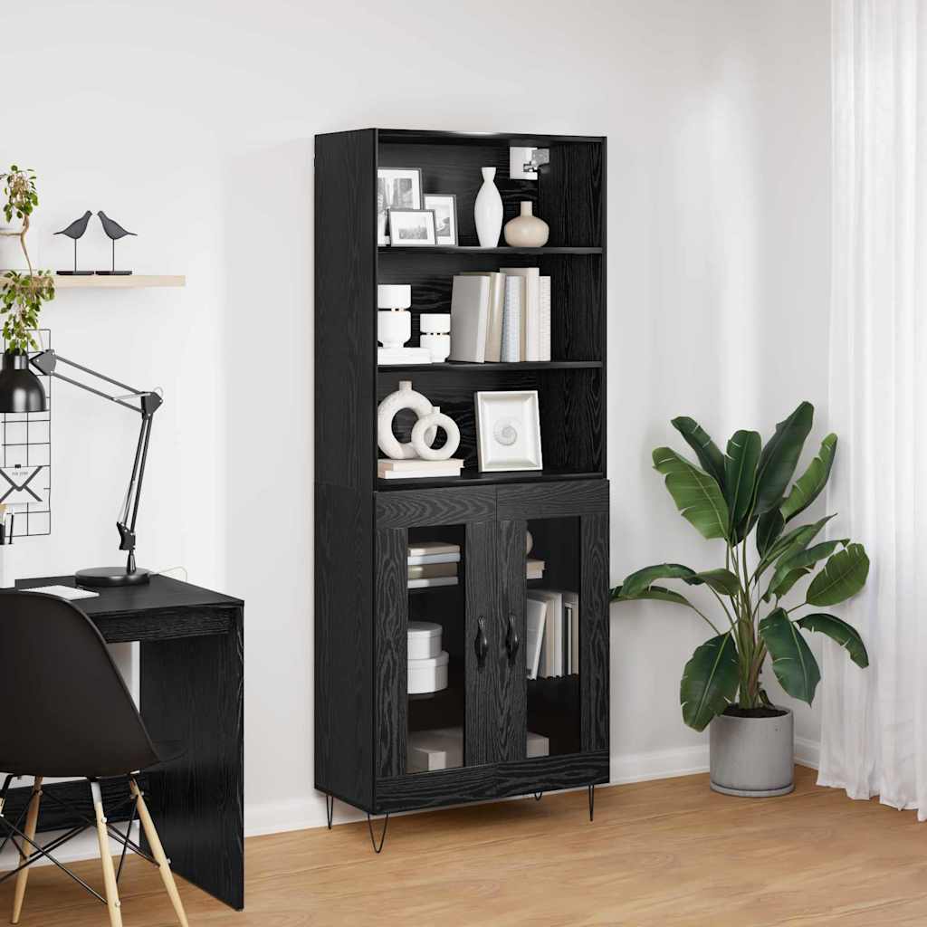 Magasfiú 2 pcs Fekete tölgy 69,5 x 34 x 180 cm