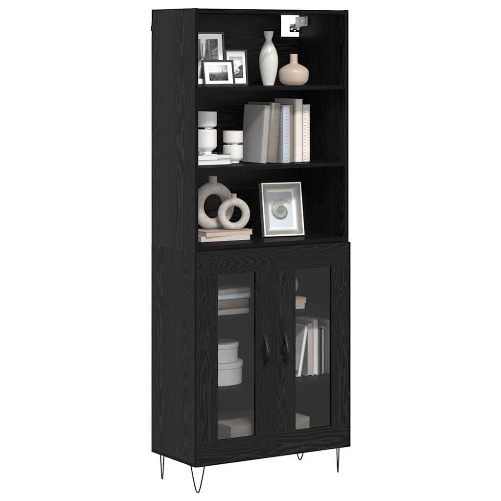 Magasfiú 2 pcs Fekete tölgy 69,5 x 34 x 180 cm