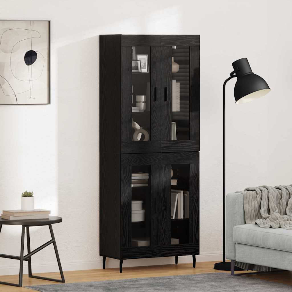 Magasfiú 2 pcs Fekete tölgy 69,5 x 34 x 180 cm Szerelt Fa