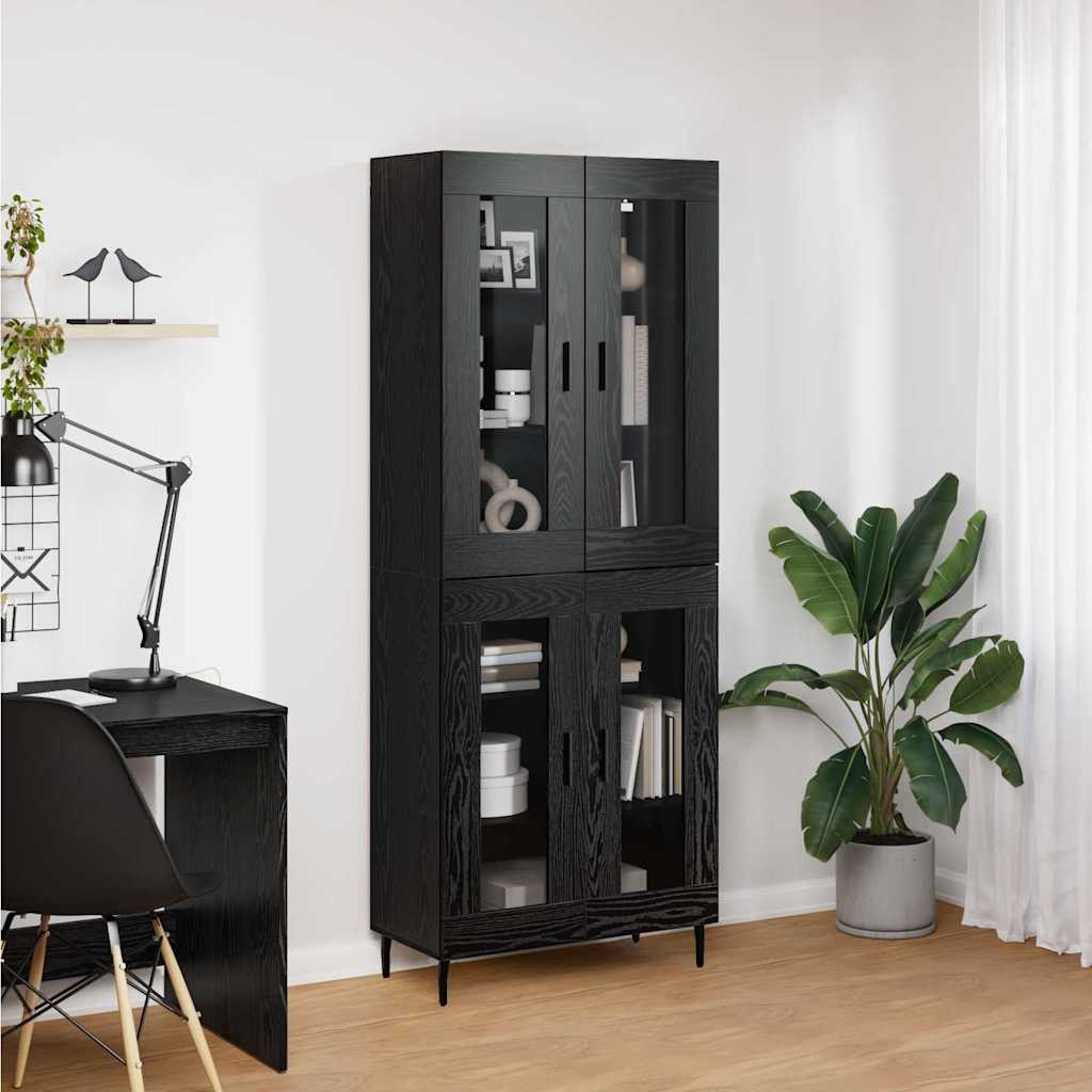 Magasfiú 2 pcs Fekete tölgy 69,5 x 34 x 180 cm Szerelt Fa