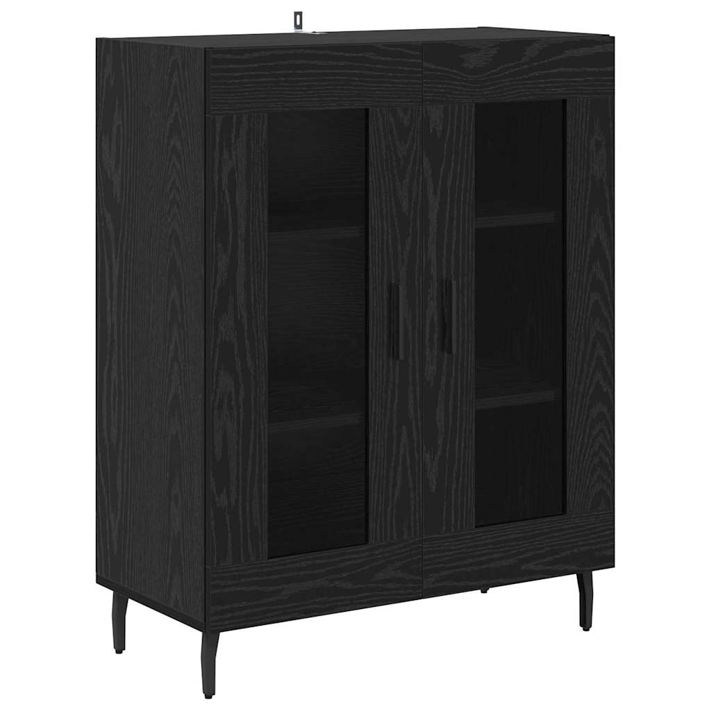Magasfiú 2 pcs Fekete tölgy 69,5 x 34 x 180 cm Szerelt Fa