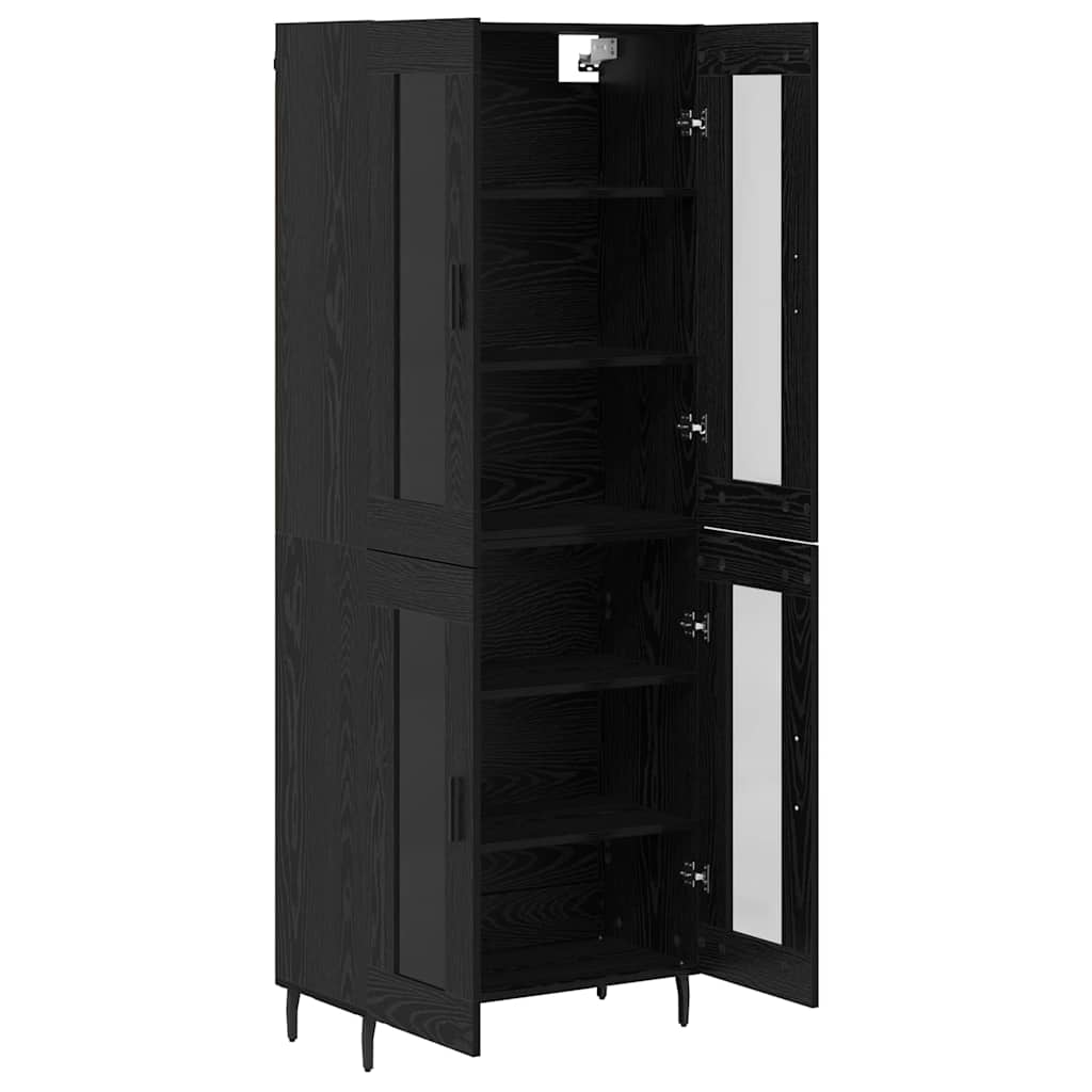 Magasfiú 2 pcs Fekete tölgy 69,5 x 34 x 180 cm Szerelt Fa