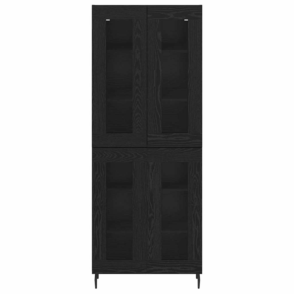 Magasfiú 2 pcs Fekete tölgy 69,5 x 34 x 180 cm Szerelt Fa