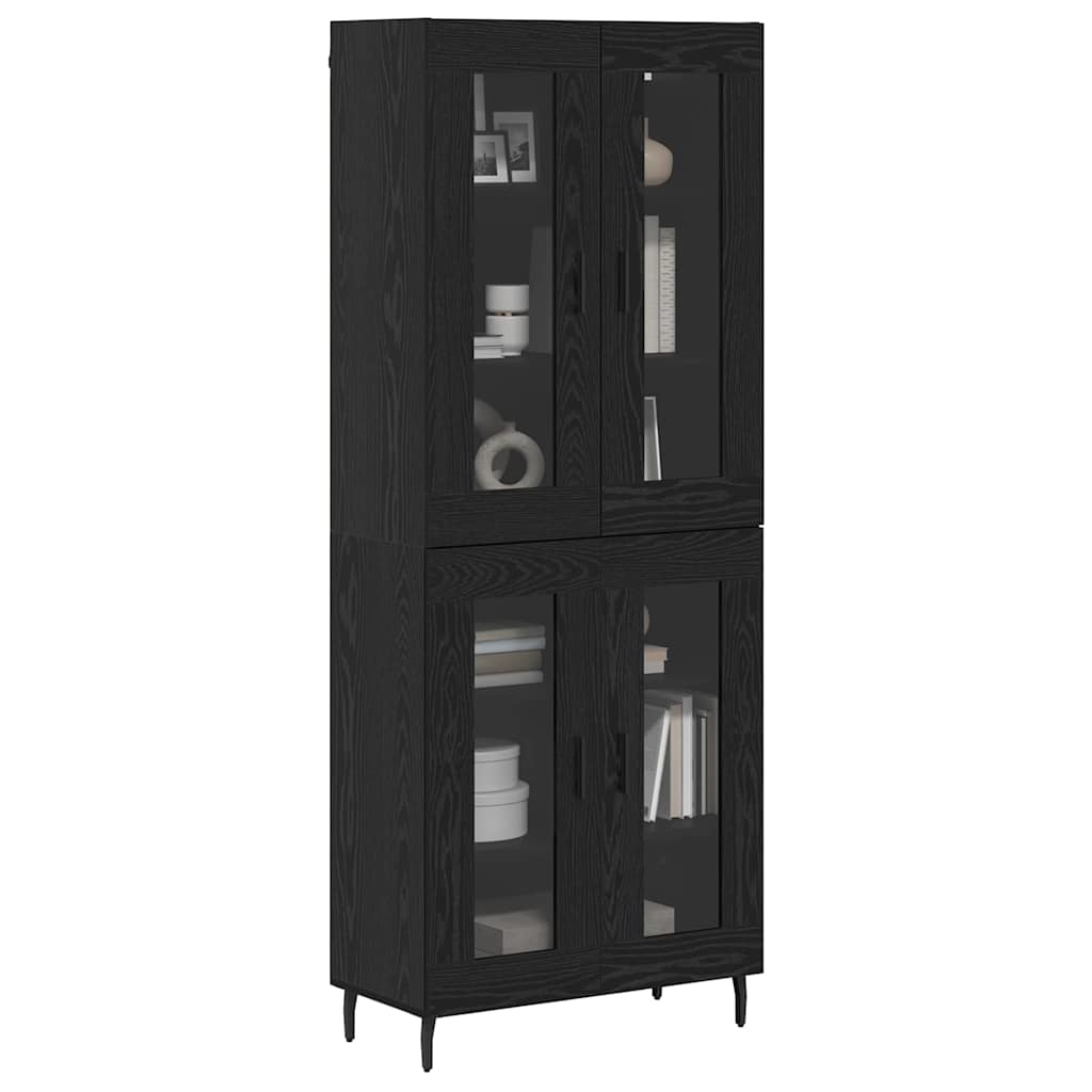 Magasfiú 2 pcs Fekete tölgy 69,5 x 34 x 180 cm Szerelt Fa