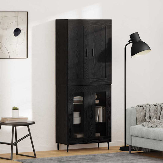 Magasfiú 2 pcs Fekete tölgy Faanyag