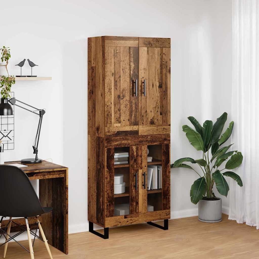 Magasfiú 2 pcs Öreg fa 69,5 x 34 x 180 cm Szerelt fa és Üveg