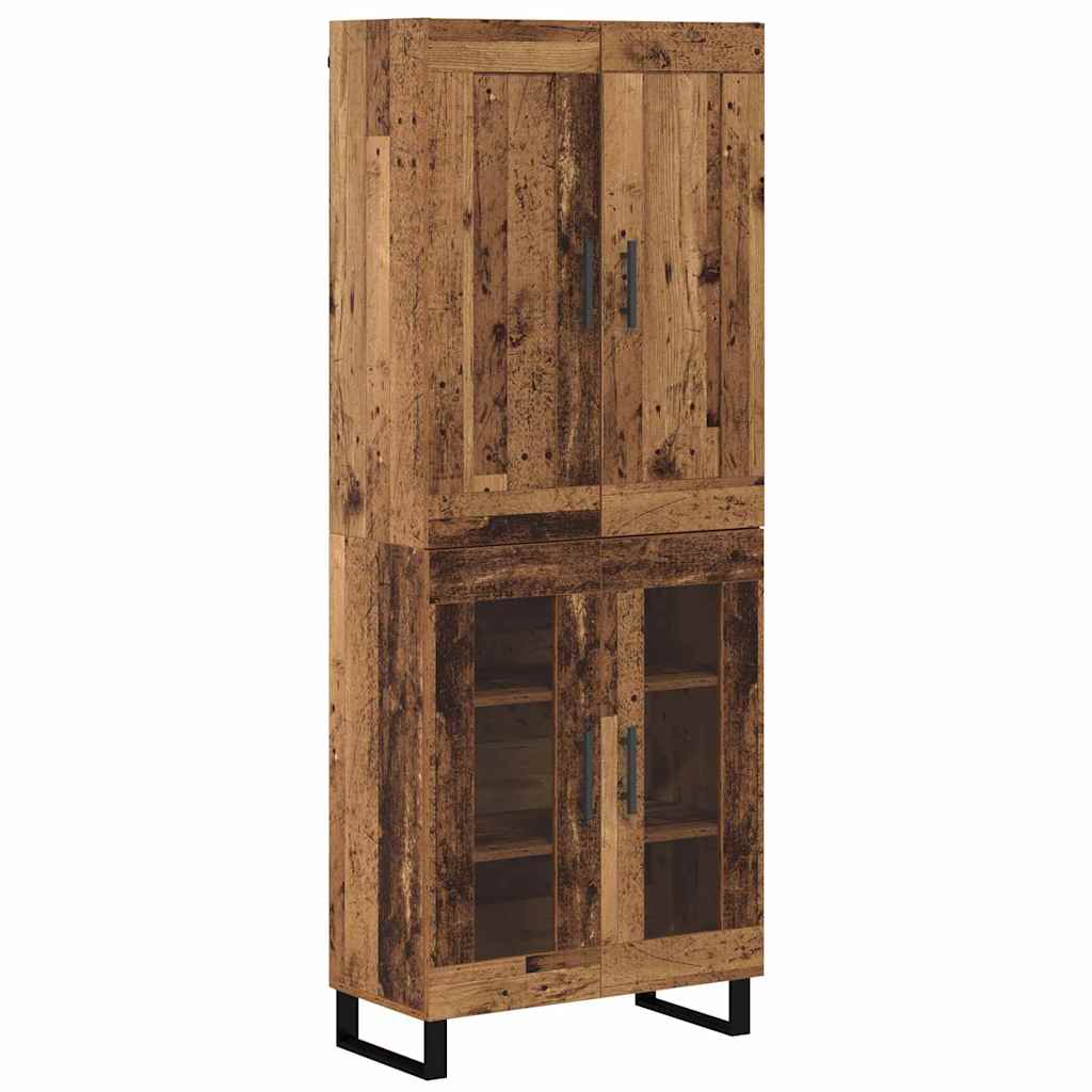 Magasfiú 2 pcs Öreg fa 69,5 x 34 x 180 cm Szerelt fa és Üveg