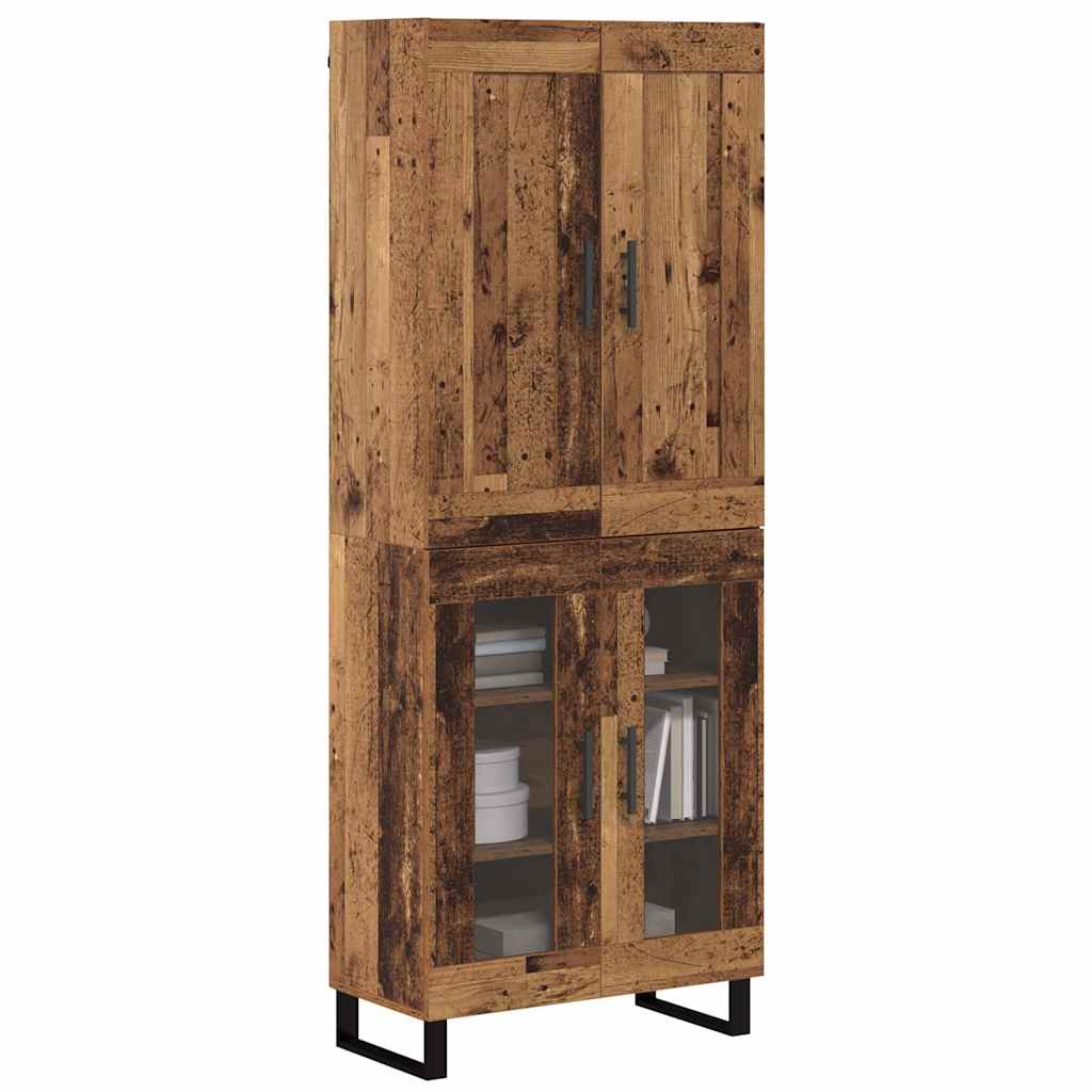 Magasfiú 2 pcs Öreg fa 69,5 x 34 x 180 cm Szerelt fa és Üveg