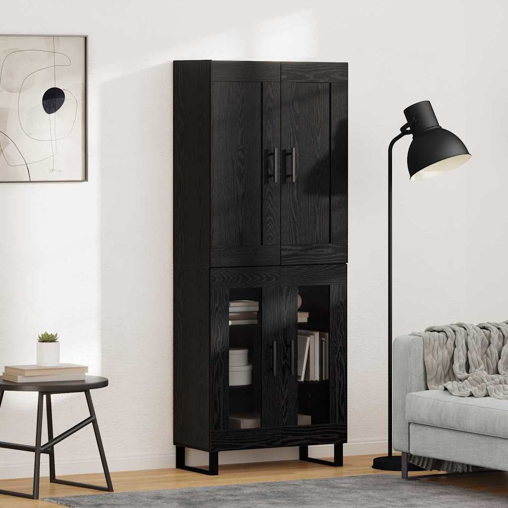 Magasfiú 2 pcs Fekete tölgy 69,5 x 34 x 180 cm