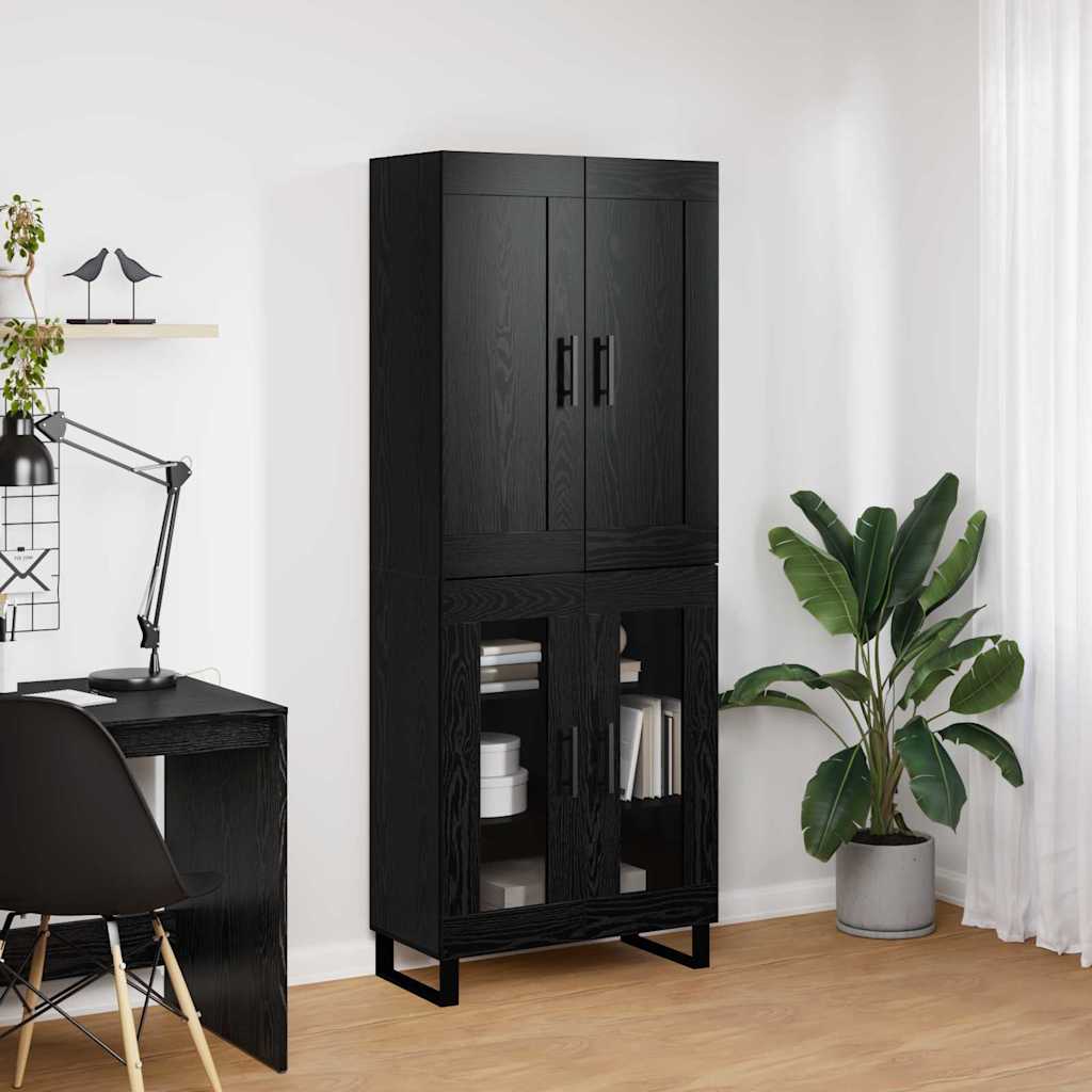 Magasfiú 2 pcs Fekete tölgy 69,5 x 34 x 180 cm