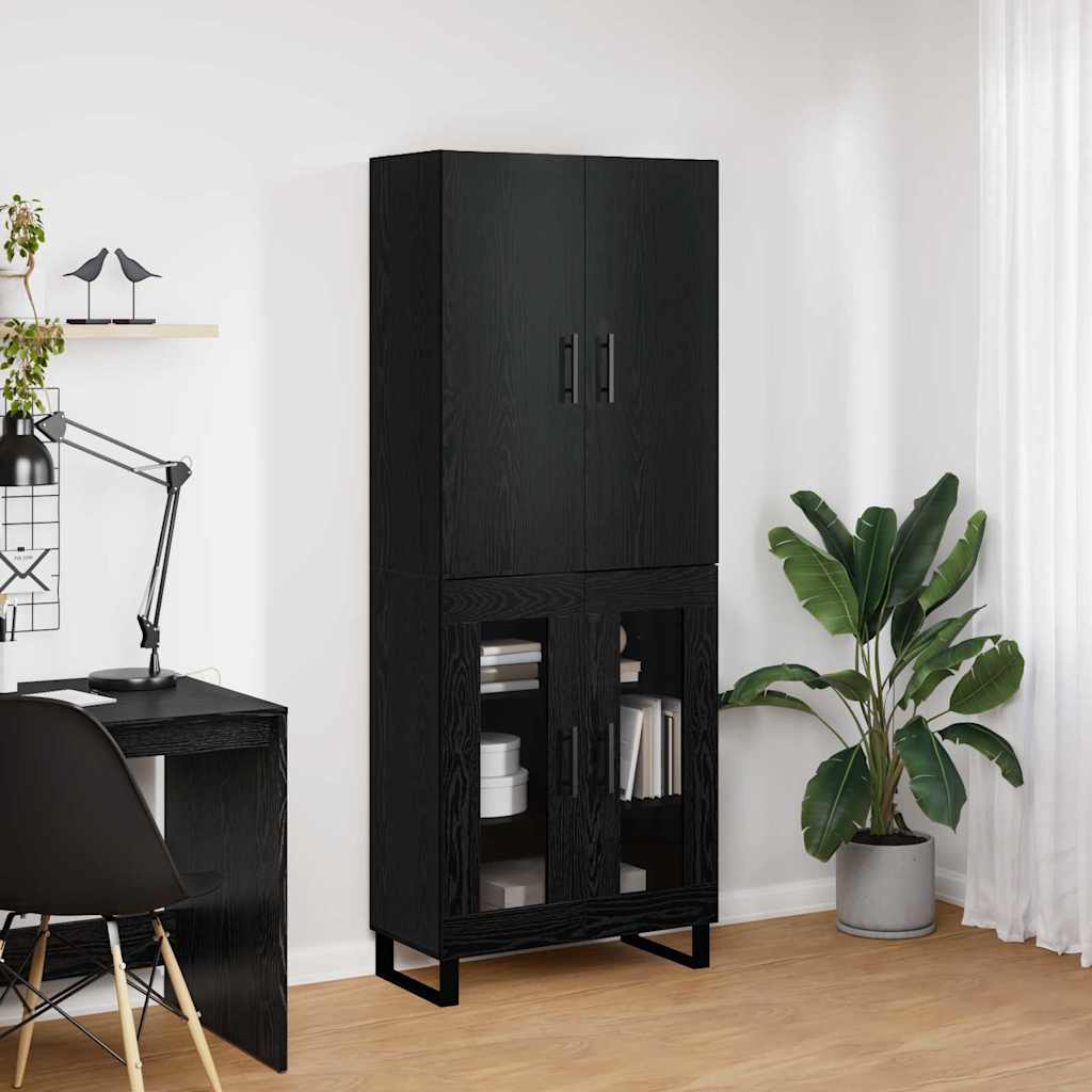 Magasfiú 2 pcs Fekete tölgy 69,5 x 34 x 180 cm
