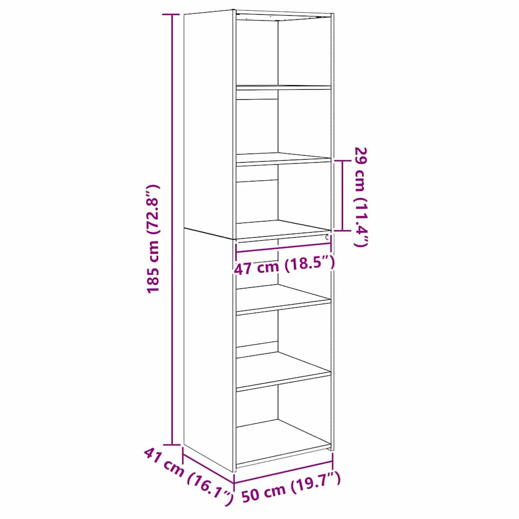 Cabinet Fekete tölgy 50 x 41 x 185 cm Szerelt Fa
