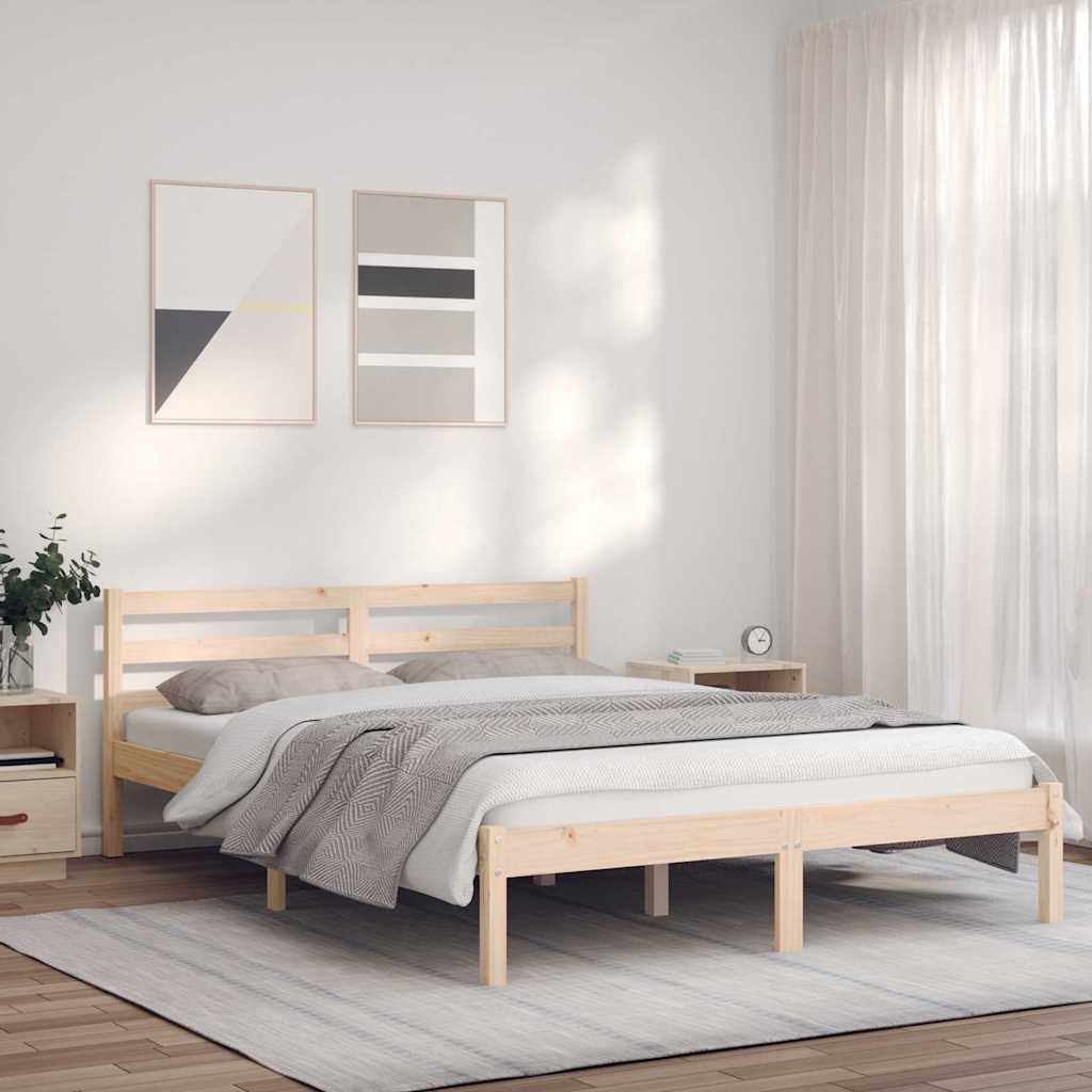 Ágykeret Természetes 208,5 x 157,5 x 69,5 cm Tömör fenyőfa
