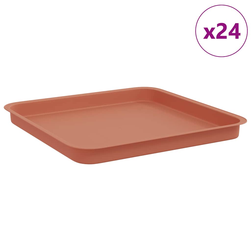 Négyzetes Virágtálca 24 db Tégla Vörös 36 x 36 x 2,5 cm Műanyag
