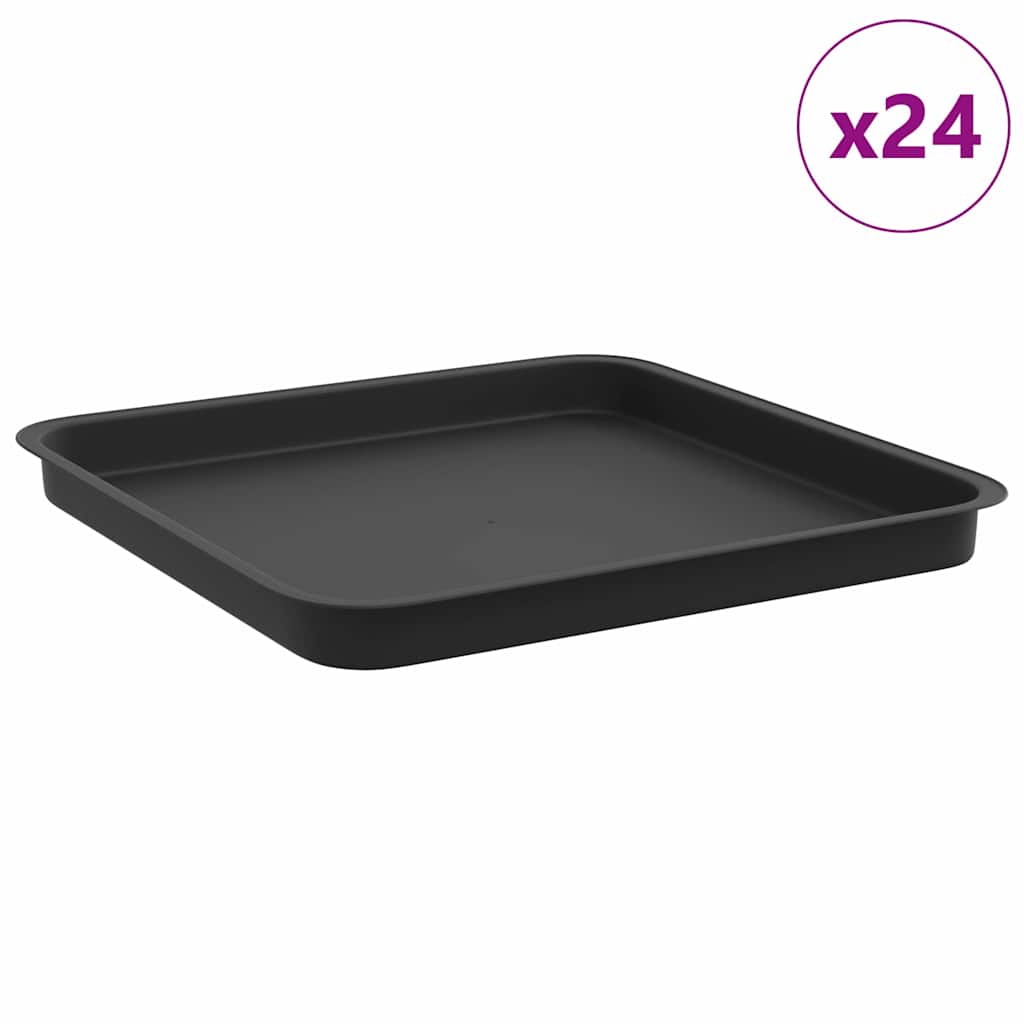 Négyzetes Virágtálca 24 db Fekete 36 x 36 x 2,5 cm Műanyag