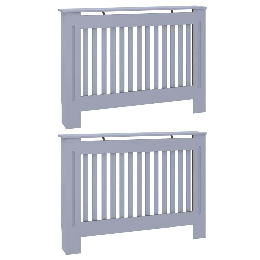 Radiátor fedezék 2 pcs Szürke 112 x 19 x 81,5 cm Szerelt Fa