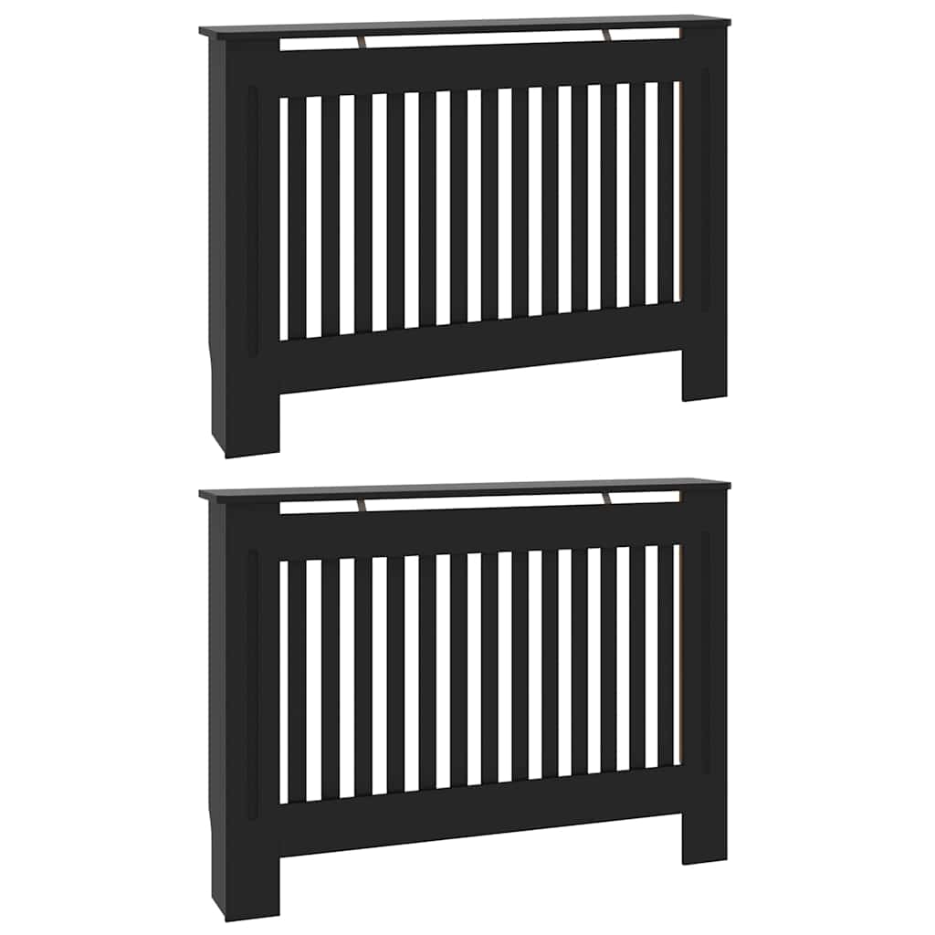 Radiátor fedezék 2 pcs Fekete 112 x 19 x 81,5 cm Szerelt Fa