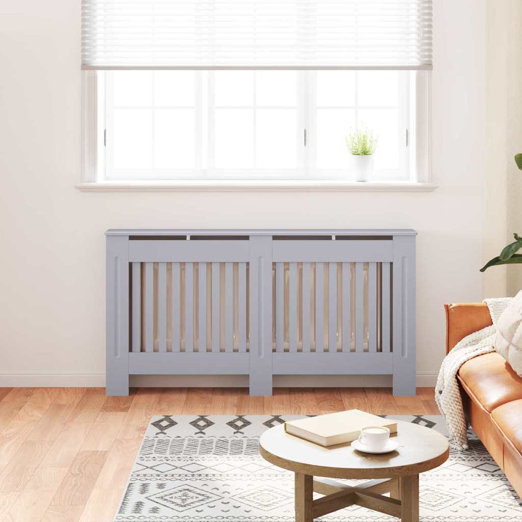 Radiátor fedezék 2 pcs Szürke 152 x 19 x 81,5 cm Szerelt Fa