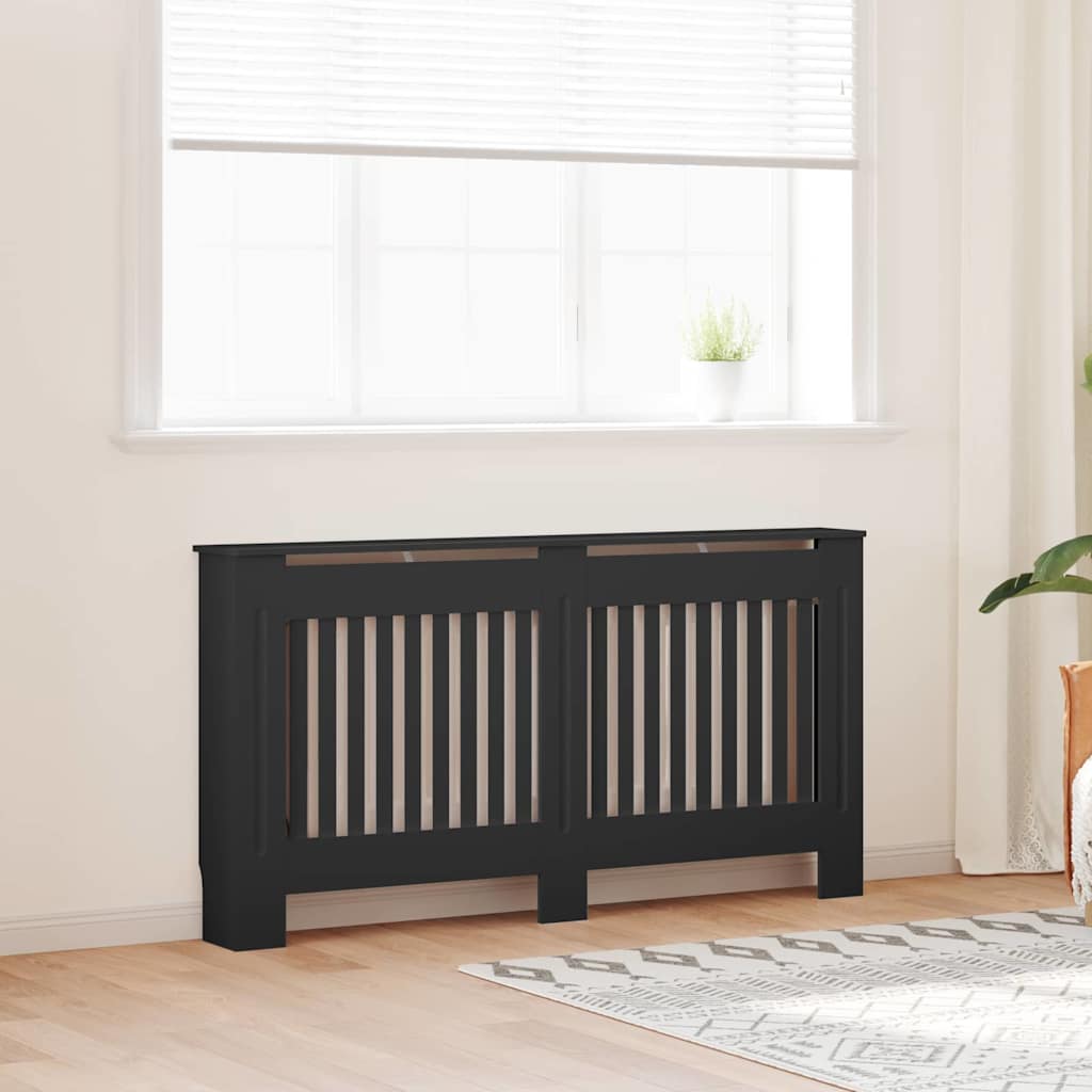Radiátor fedezék 2 pcs Fekete 152 x 19 x 81,5 cm Szerelt Fa