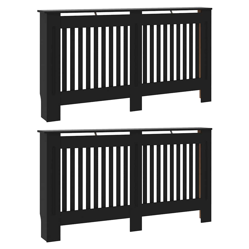 Radiátor fedezék 2 pcs Fekete 152 x 19 x 81,5 cm Szerelt Fa