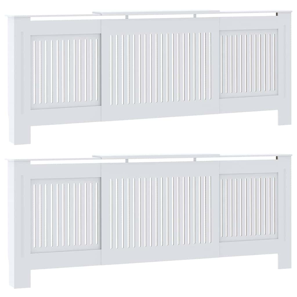 Radiátor fedezék 2 pcs Fehér 205 x 20,5 x 81,5cm Szerelt Fa
