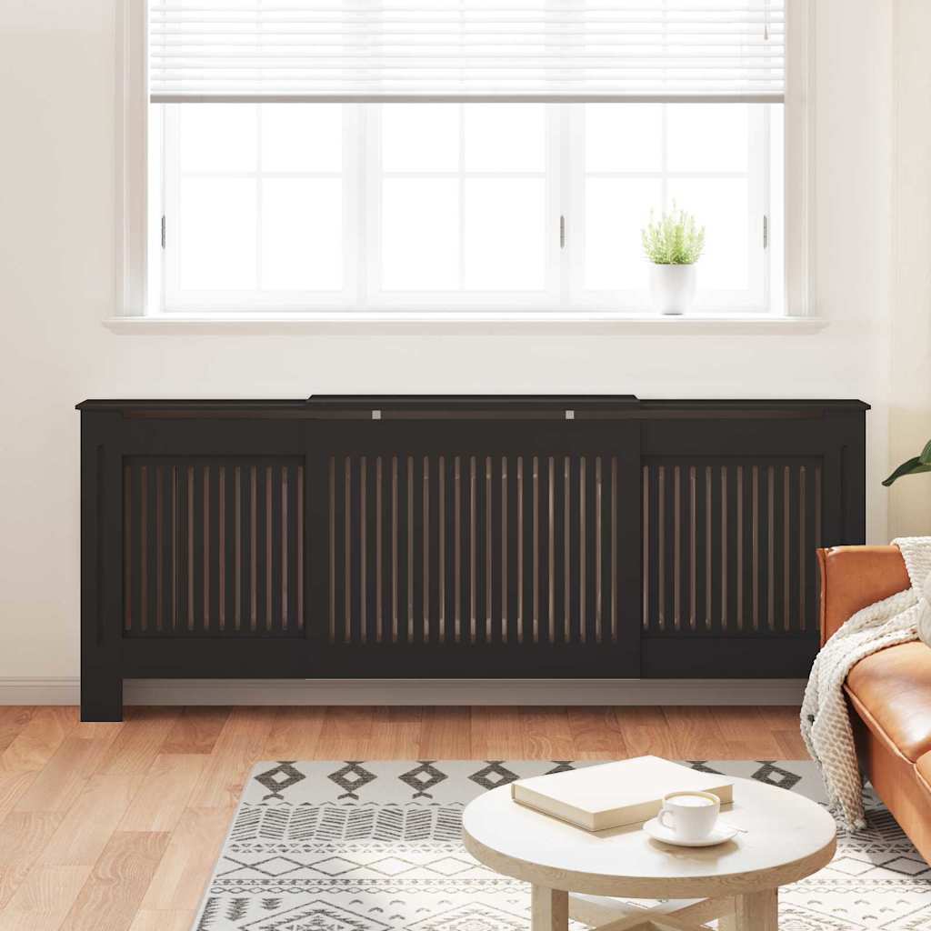 Radiátor fedezék 2 pcs Fekete 205 x 20,5 x 81,5cm Szerelt Fa