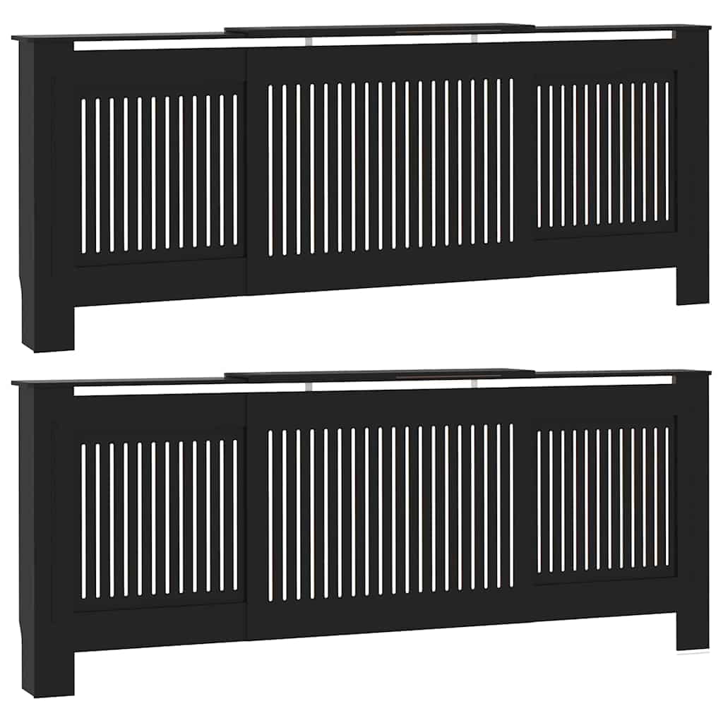 Radiátor fedezék 2 pcs Fekete 205 x 20,5 x 81,5cm Szerelt Fa