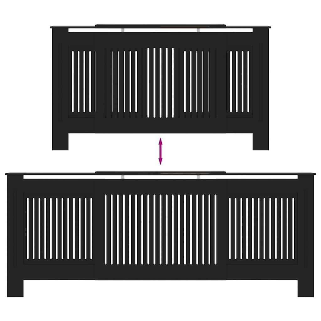 Radiátor fedezék 2 pcs Fekete 205 x 20,5 x 81,5cm Szerelt Fa