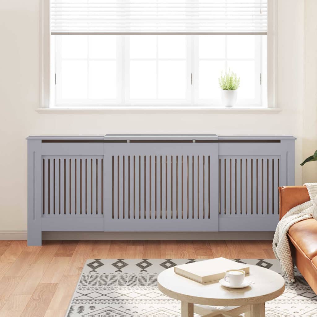 Radiátor fedezék 2 pcs Szürke 205 x 20,5 x 81,5cm Szerelt Fa