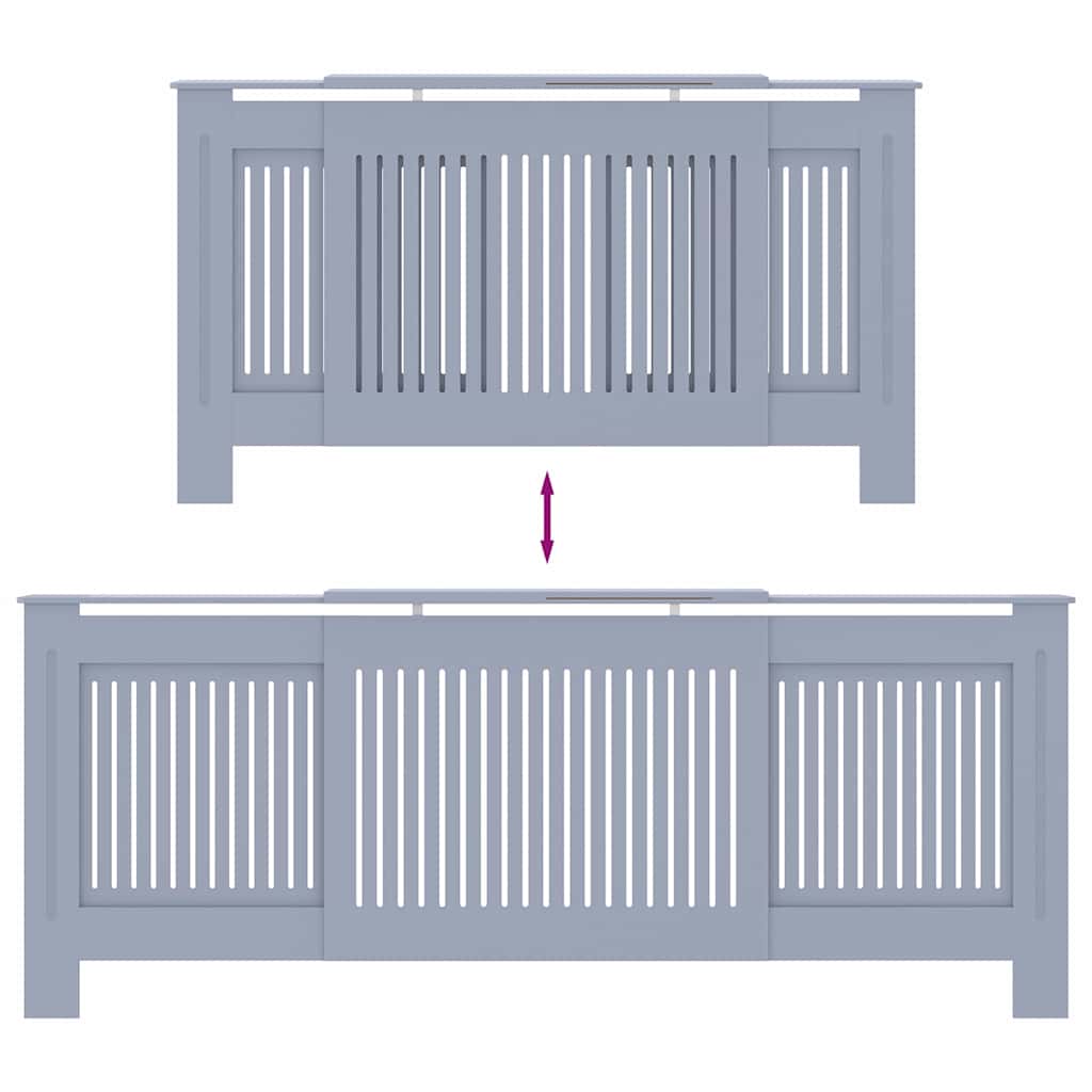 Radiátor fedezék 2 pcs Szürke 205 x 20,5 x 81,5cm Szerelt Fa