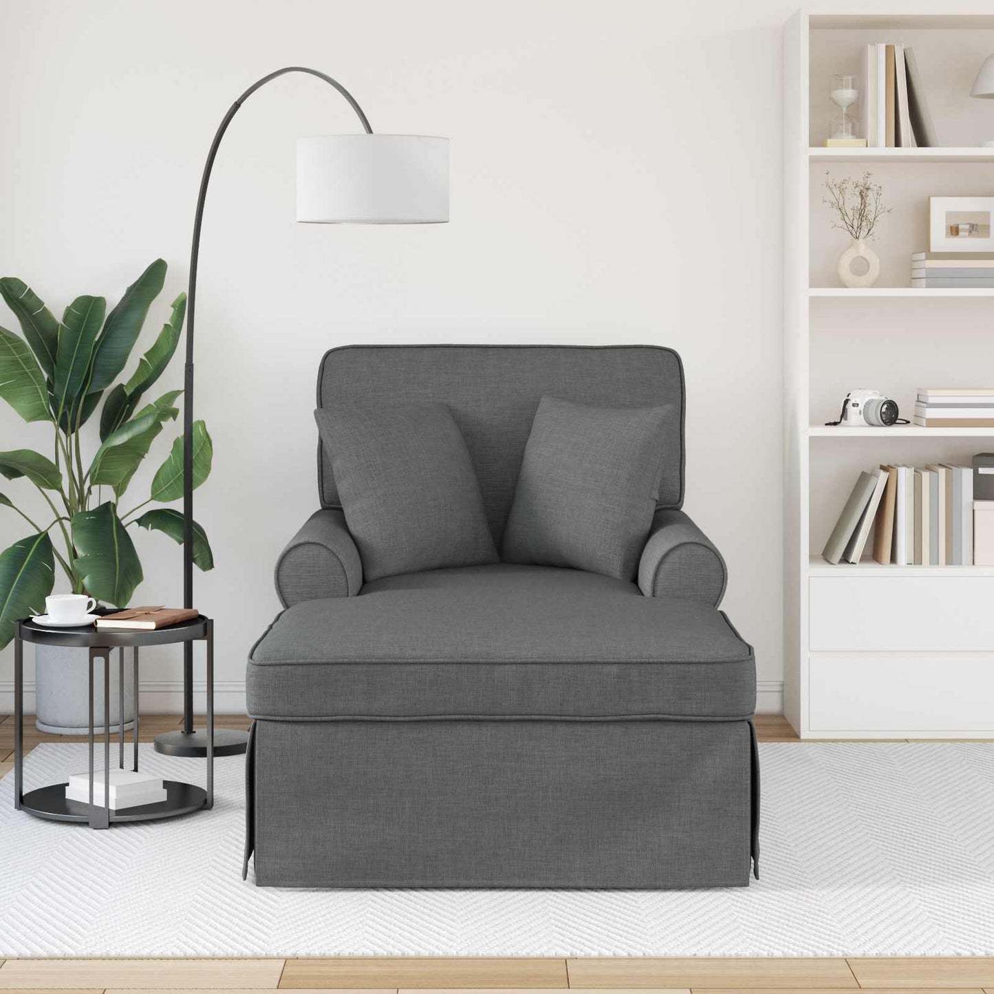 Fotel Loungba Szoknyával párnával 3 pcs Sötétszürke szövet