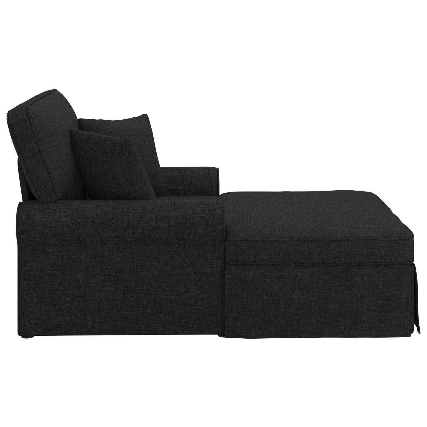 Fotel Loungba Szoknyával párnával párnával 3 pcs Fekete szövet